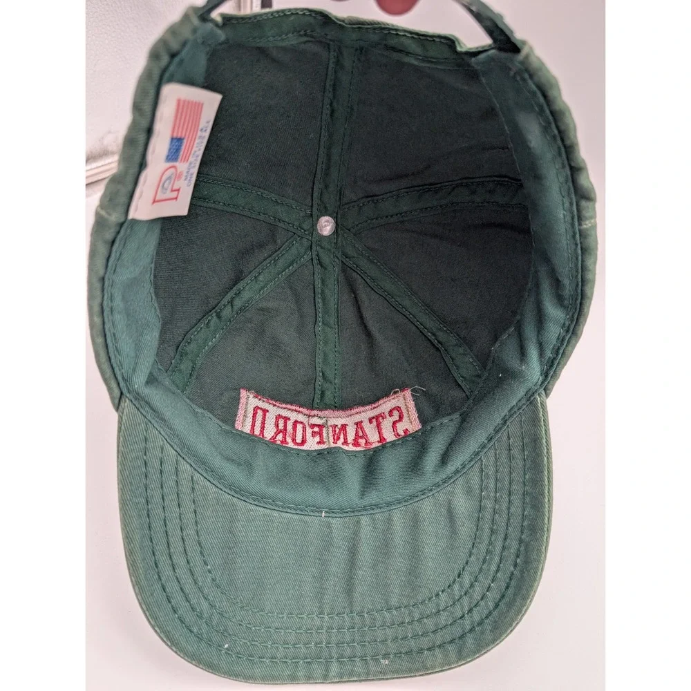 Vintage Stanford Sierra Camp Snapback Hat Green Made in USA Embroidered Cap